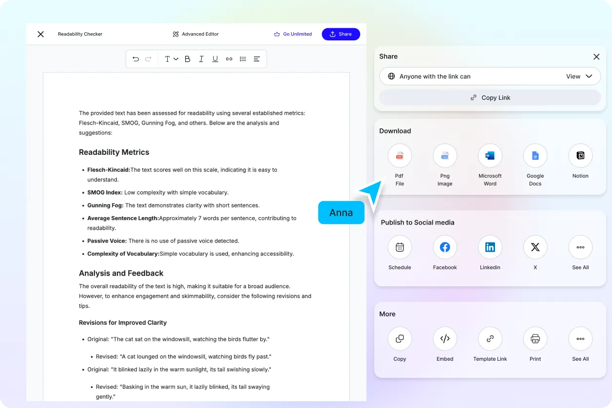 Free AI Readability Checker, Free Online Readability Analyzer